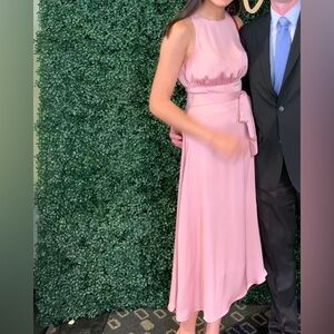 Pink satin maxi dress by Express, gently worn